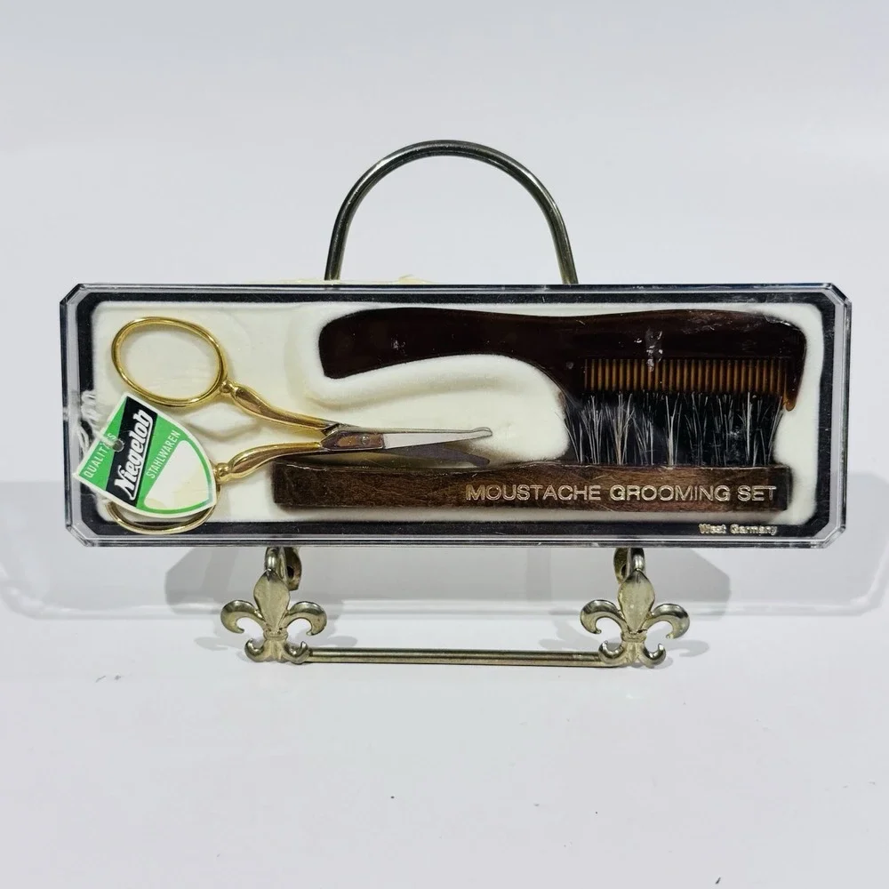 Vintage‎ Niegeloh West Germany Mustache Grooming Set In Original Box - Read
